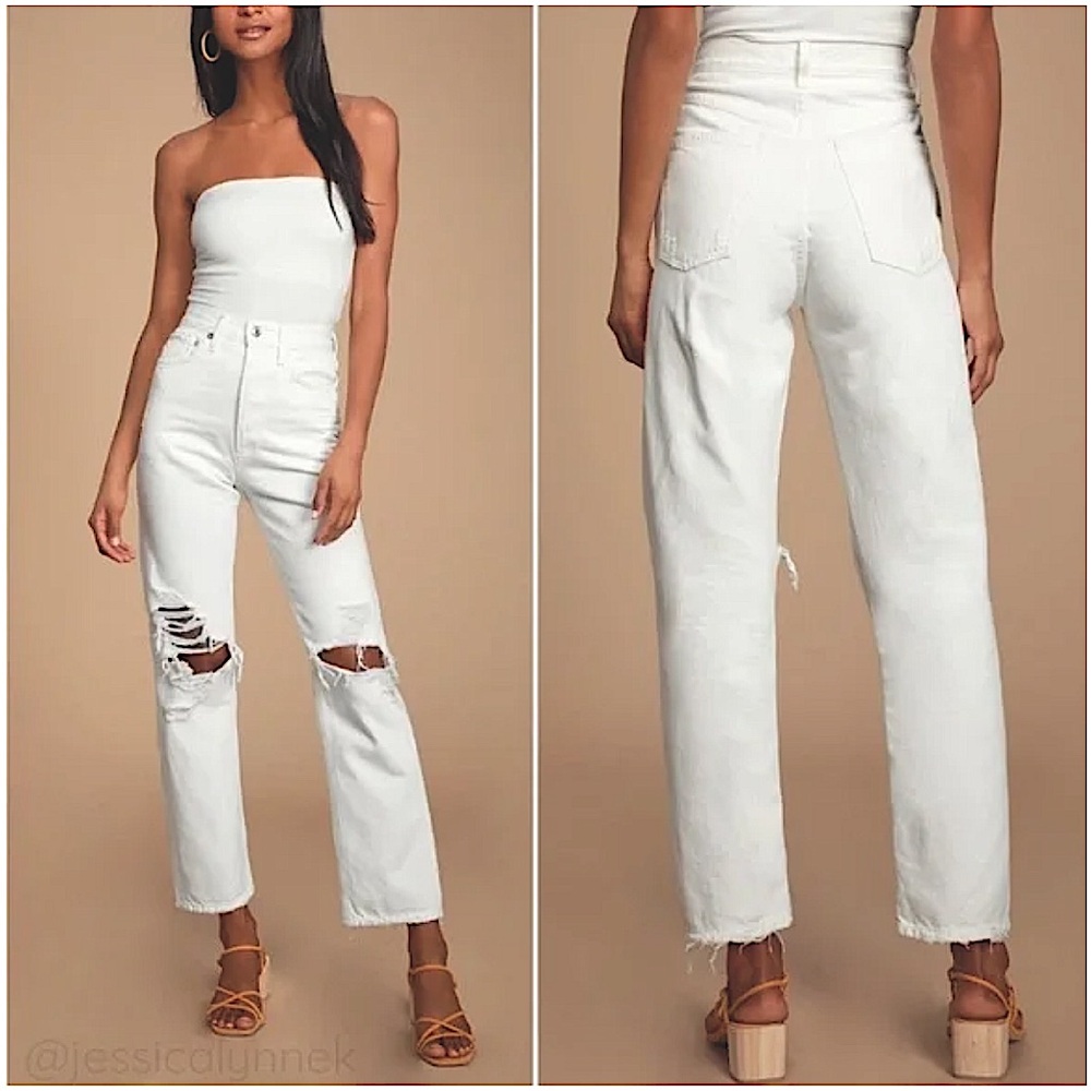AGOLDE 90’s Mid-Rise Straight Leg Jeans in White